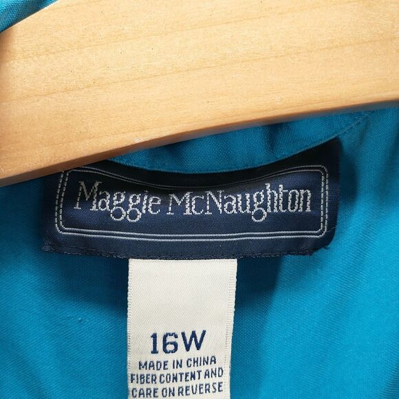 Maggie McNaughton Women's Tie Waist Utility Jacket Blue Plus 16W Silk - Picture 9 of 13